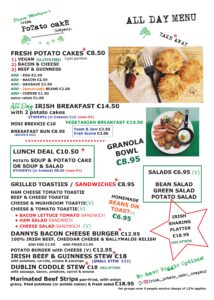 Lunch menu | Irish Potato Cake Company